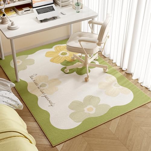 チェアマット 可愛い花柄 ゲーミングチェアマット 床保護 フロアラグ 大判 足元 椅子用 防音 傷防止 滑り止め 丸洗い可能 机下/椅子/フロア/畳 テレワーク 勉強机 在宅勤務 120*140cm