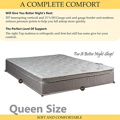 Zayton 11-Inch Meduim Plush Foam Encased Hybrid Eurotop Pillowtop Innerspring Mattress and 8\" Wood BoxSpring/Foundation Set, Good for The Back, Queen