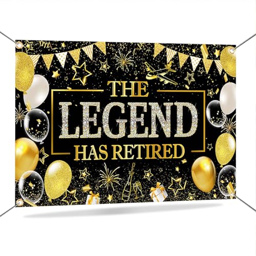 Mocsicka Happy Retirement Banner The Legend Has Retired Decorations 6x3.6ft