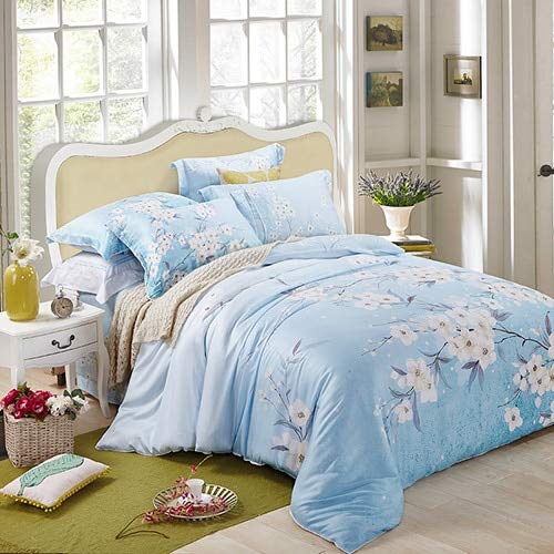 RONGXIE Bedding Set and Silk Naked Sleeping Smooth Four Pieces of Duvet Cover Set Reactive Printing