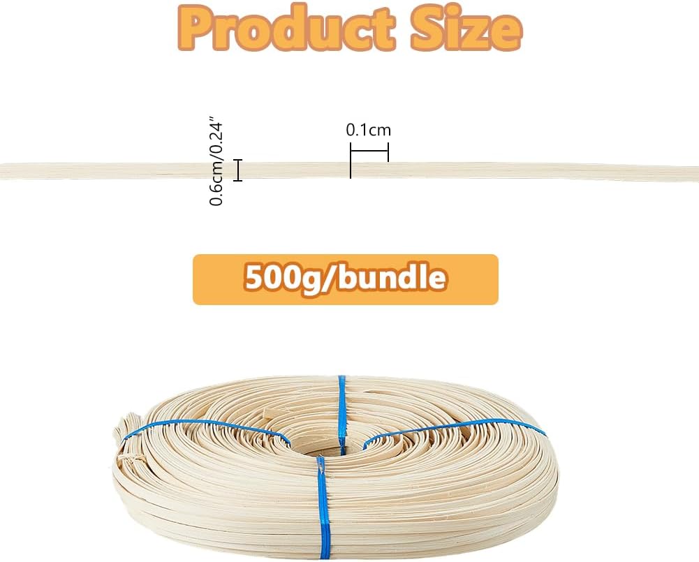SUPERFINDINGS 1Bundle 500g 0.6x0.1cm Rattan for Basket Weaving and Furniture Making Rattan Repair Supplies Natural Rattan Crafts Material
