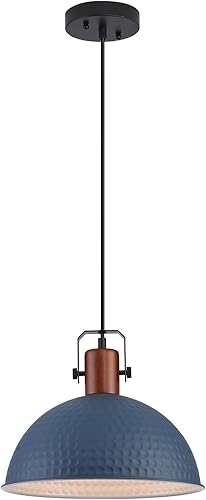 Luces Colgantes Azules de 12 Pulgadas Martilladas Mate Luces Colgantes para Isla de Cocina Granja Industrial Altura Ajustable Lámparas Colgantes de