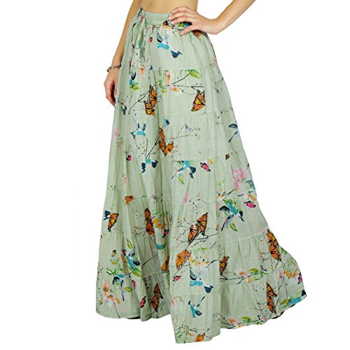 Printed Long Maxi Cotton Beach Wear Skirt for Women Elastic Waist Skirt Summer Wear3