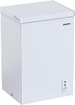 FRIGIDAIRE EFRF5003-BLACK Chest Deep Freezer-Garage-Ready, 5.0 Cu. Ft. Capacity, Black-Adjustable Thermostat-Removable Vinyl Coated Wire Basket-Easy Defrost Drain