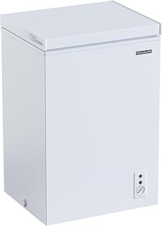 FRIGIDAIRE EFRF3005-AMZ Chest Deep Freezer-Garage-Ready, 3.5 Cu. Ft. Capacity, White-Adjustable Thermostat-Removable Vinyl Coated Wire Basket-Easy Defrost Drain