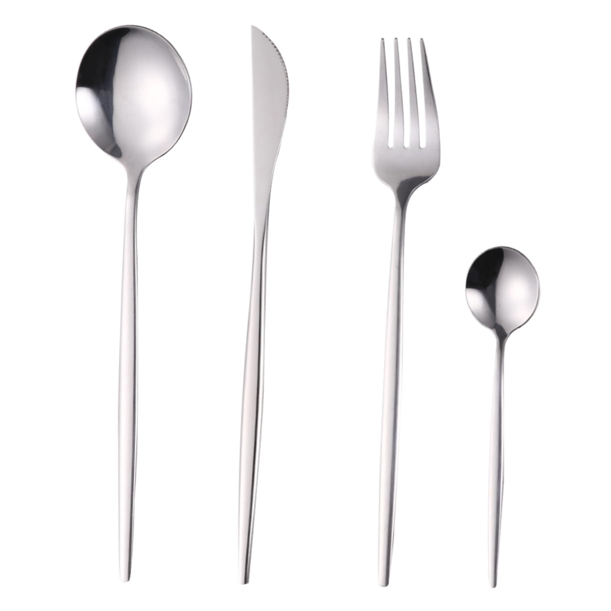 VINTORKY 4pcs Set Steak Eating Cutlery Salad Serving Utensils Spoons Silverware Black Serving Utensils Gold Black Forks and Spoons Black Silverware Stainless Steel Cutlery Spoon