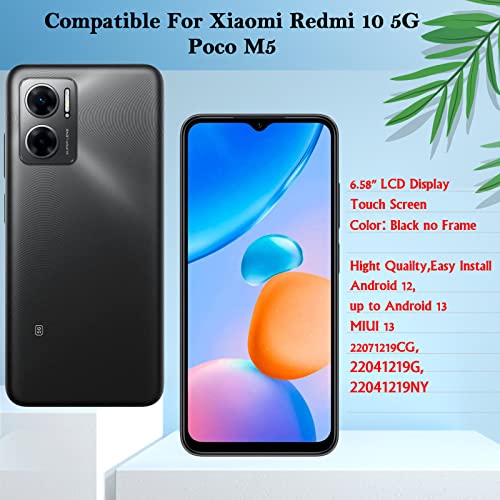 YHX-OU 6.58 Inch Black Display for Xiaomi Redmi 10 5G 22041219G 22041219NY Poco M5 22071219CG LCD Display Touchscreen Replacement Screen Glass Assembly with Tools + 1 Piece Tempered Glass - Image 2