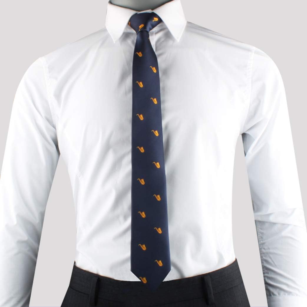 AUSCUFFLINKS Saxophone Player Sax Musician Ties for Him | Prezzie for Men | Music Band Orchestra Skinny Neckties | Present for Work Colleague | Bday for Guys (Saxophone)
