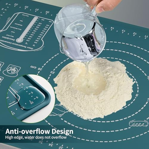 Image of DANIA & DEAN Silicone Baking Mat - Upgrade Mom Theme 26x16 Inch Extra Thick Pastry Mat with Measurements, Non-Slip and Reusable, Kneading Dough Mat for Kitchen Counter, Bread, Cookies, Pizza, Pasta