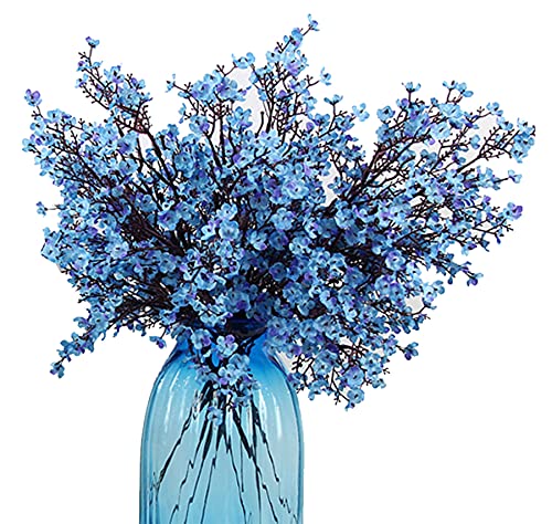 JAKY-Global 20 fleurs souffle bébé artificielles soie toucher réel bleu