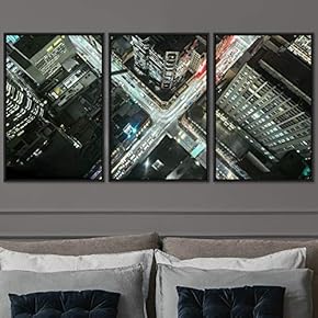 signwin 3 Piece Framed Canvas Wall Art City...