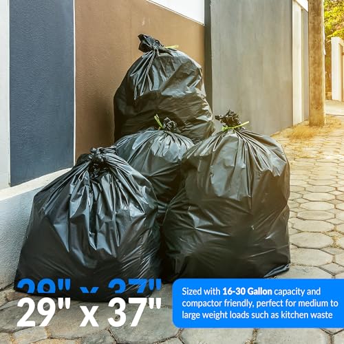Image of Reli. 16-25 Gallon Trash Bags | 500 Bags | Black | Home, Kitchen | Strong Garbage Bags (29 inchW x 37 inchL) 16-25 Gallon Trash Bags | Home, Kitchen, Office, Industrial Use