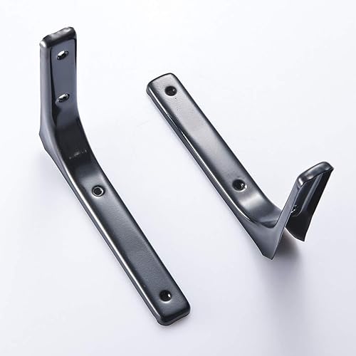 Miniatura 6 de Soporte de estante de metal negro para montaje en pared, soporte de esquina flotante, ahorro de espacio para cocina, estudio, dormitorio, sala de