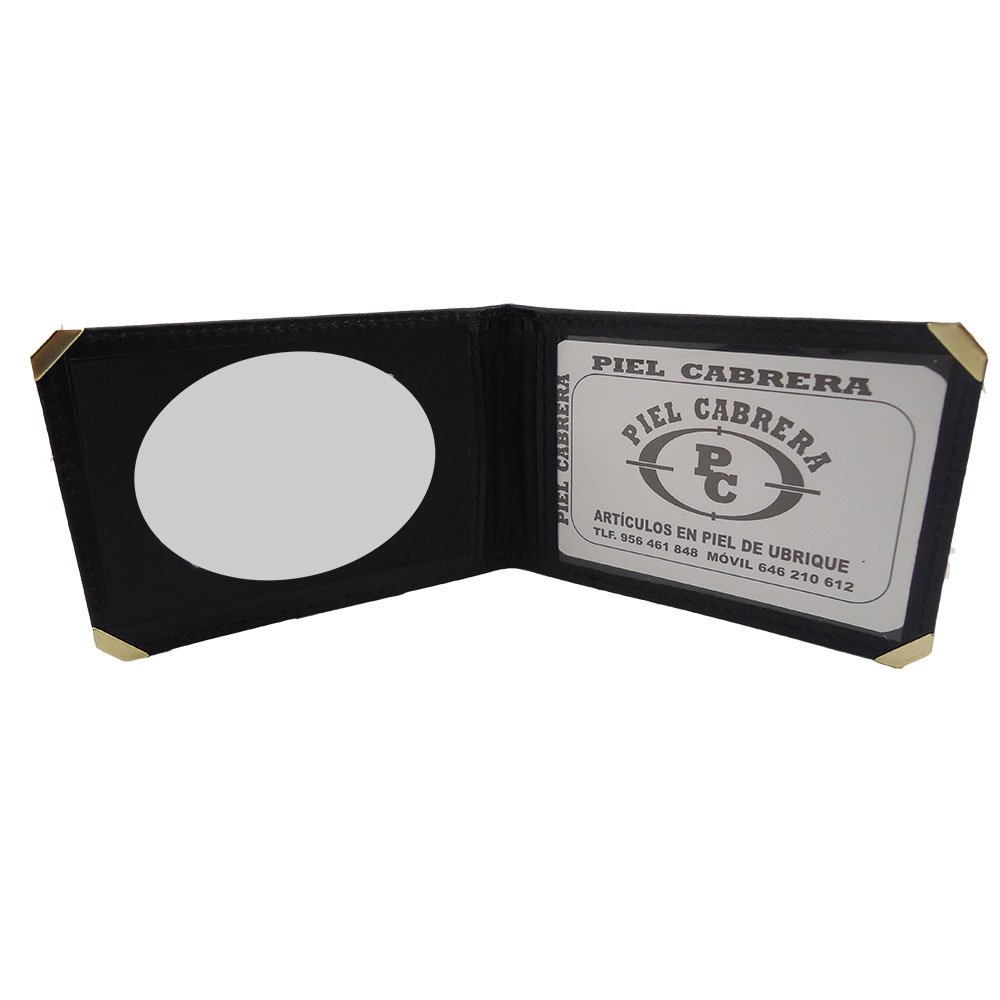 Piel Cabrera Wallet Plate Holder with Metal Corners for Civil Guard, Local Police, Civil Protection, Private Security, Red Cross, etc.