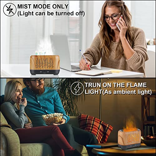 Oktoyo Essential Oil Diffuser With Flame Light, Upgraded Super Quiet Diffusers For Aromatherapy Essential Oils Mist Humidifiers With 3 Mist Mode 4 Timer Waterless Auto Shut-Off For Home Office(Wood) #TOP4