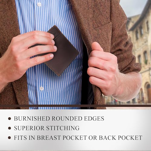 Tony Perotti Italian Leather Men's Money Clip Wallet With Pocket - Magnetic Money Clip Outside and Credit Card Slots - Eco-Friendly Tanned Full Grain Leather Wallet Made in Italy4