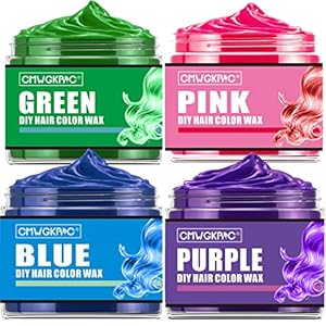 4 Colors Temporary Hair Color,Stocking Stuffers for Kids,Christmas Gifts for Teens Boys Girls,Gifts for Kids,Purple Green Blue Pink Hair Dye Color Wax,Temporary Hair Dye for Party,Halloween,Cosplay