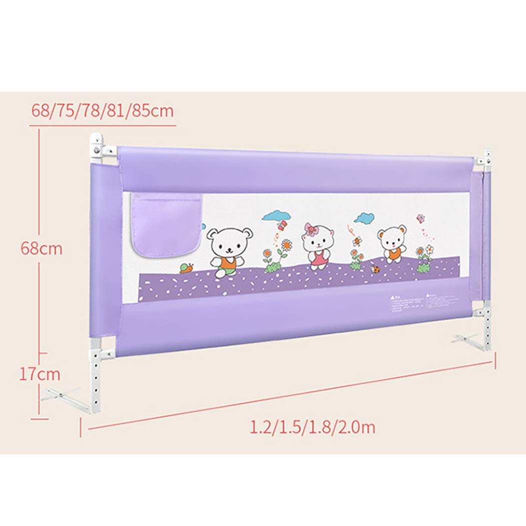 Barandilla de Cama Plegable Nueva, Resistente a roturas, 5 Niveles de elevación Vertical, barandilla de Seguridad Universal para niños (Color: Morado, tamaño: 150 cm, 1