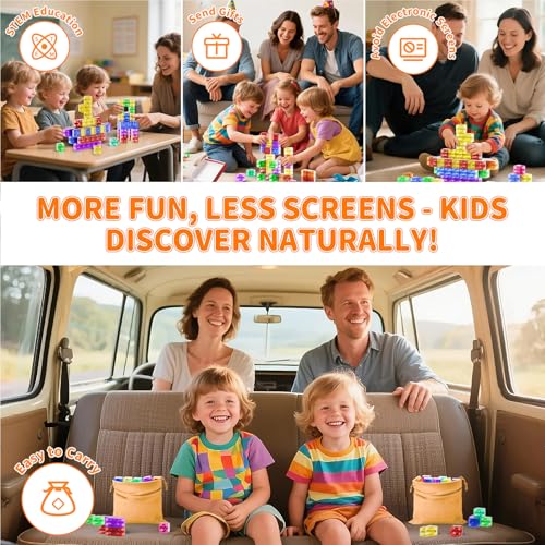 Image of 40 PCS Magnetic Blocks for Toddlers Age 1-3, 1.34 inch Transparent Large Magnetic Cubes for Kids , Magnet Blocks Montessori Sensory Toys for Boys Girls Birthday Gift, Big Building Cube Preschool STEM Toy