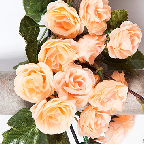 Miracliy 2PCS 69 Heads Fake Rose Vine Flowers Plants Artificial Flower Hanging Rose Wedding Party Garden Craft Art Décor, Champagne - Thumbnail 3