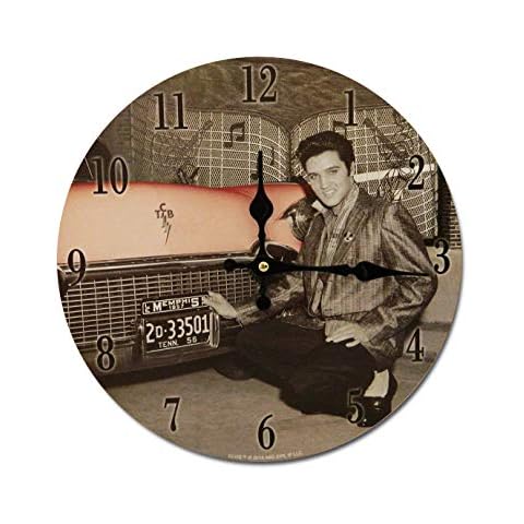 Midsouth Products Elvis Presley Clock - Elvis in Front of Car 11.75" Diameter Cover