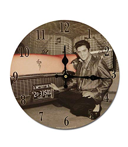 Midsouth Products Elvis Presley Clock - Elvis in Front of Car 11.75' Diameter