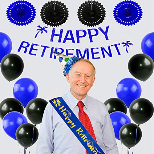 Seearay Blue and Black Retirement Party Decoration Kit #TOP23