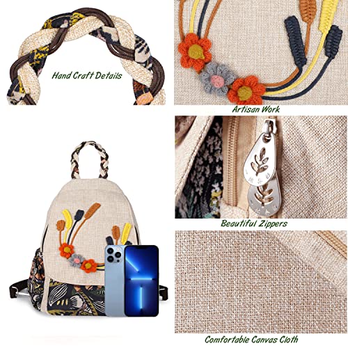Image of Lady's Convertible Sling Bag, Hand Craft Artisan Purse, Beautiful Canvas Premium Casual Day Mini Backpack for Women (Two Grapes)