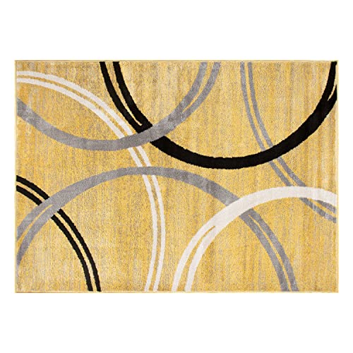 Rugshop Modern Wavy Circles Design Area Rug 2' x 3' Yellow
