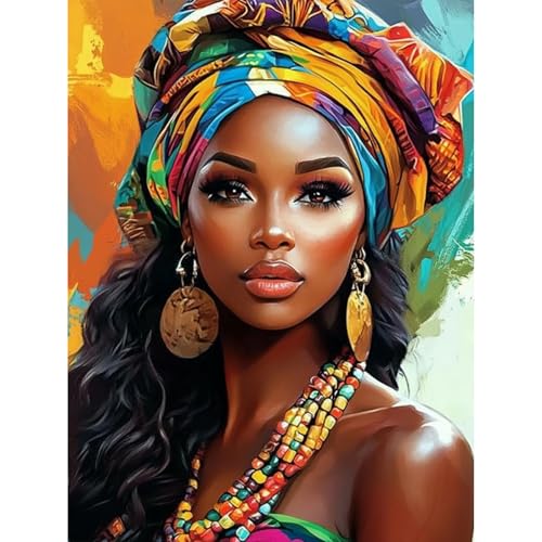 KEYIFA Femme Turban Peinture par Numéros pour Adulte, Kits de Peinture au Numéro avec Acrylique,...