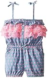 U.S. Polo Assn. Girls' Ditsy Heart Denim Romper