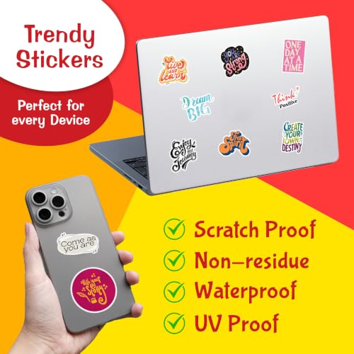Image of Pack of 250+ Motivation Inspiration Stickers for Laptop - Waterproof Residue Free Positive Words Motivational Inspirational Quote Sticker