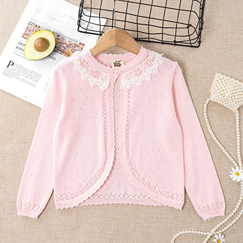 Kids Baby Girls Cotton Lace Floral Cardigan Dress Cover Up One Button Bolero Shrug Knit Sweater3