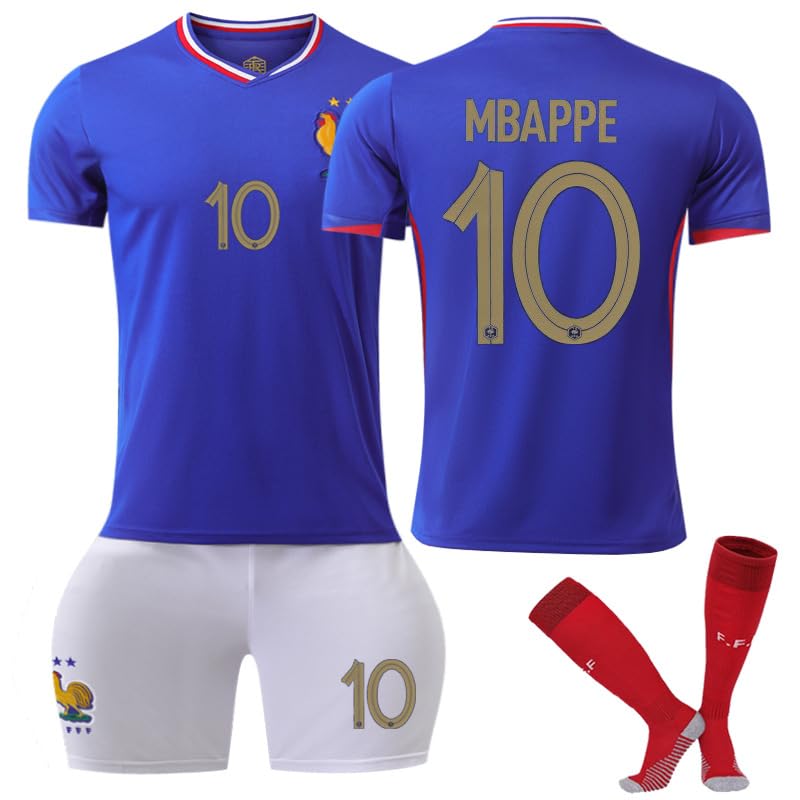 Catálogo de Ropa de Fútbol Top 5. 47 MEISASION Conjunto de Ropa Deportiva de fútbol para niños y pantalón Corto para niños #10 Francia, Eurocopa, con calzetines a Juego (11-12años,10)