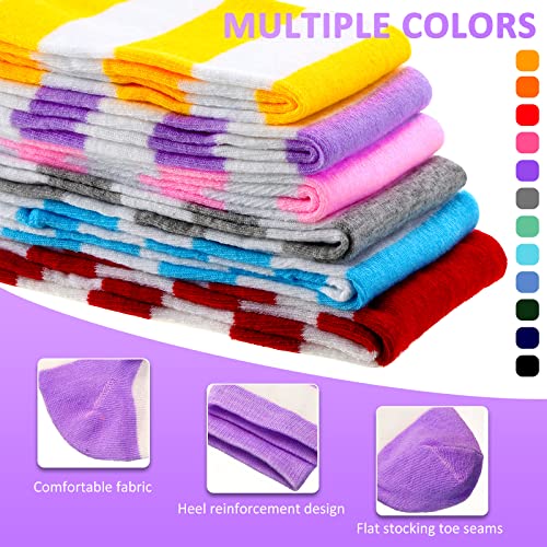 JaGely 12 Pairs Women Thigh High Socks Striped Knee High Socks Thigh High Socks for Multicolored Elastic over The Knee Long Stocking Socks for Women Girls Anime Cosplay Daily3