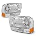 For 1999-2004 Ford Excursion F250 F350 F450 F550 Superduty OE Chrome Bezel Replacement Headlights w/Bumper