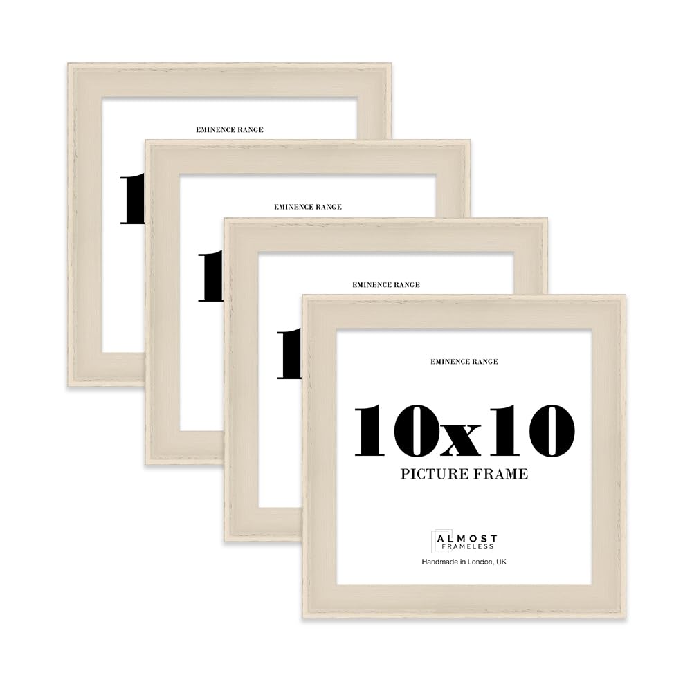10x10" Distressed Blue Picture Frame - Rustic Wood Industrial Effect Photo Frame for Wall Display, Ideal for Posters, Prints & Home Dรฉcor, Wall Hooks and Kickstand, 32mm Edge - 4 Pack โ image 1