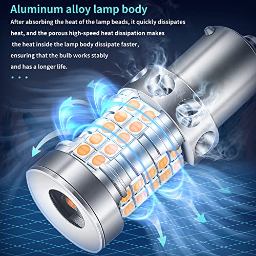 Gjtianxk Turn Signal Light 1156 Led Bulbs Amber Yellow 2200K 4000Lm Extremely Bright Canbus Error Free Ba15S 7506 1156A 1003 1141 P21W Led Bulbs Replacement (Pack Of 2) #TOP1