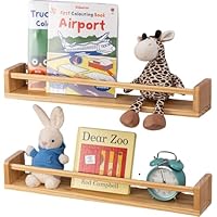 Gieanoo Nursery book shelf, Set of 2 Floating Shelves Solid Natural Wood 60cm bookshelf kids room Wall Mounted baby floating book shelves Wall decor for Children's Room,Bathroom,Kitchen
