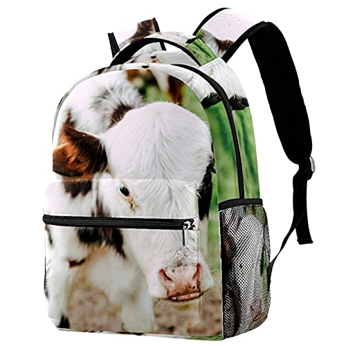 Petit sac à dos avec poches fille garçon imprimé vache de la ferme