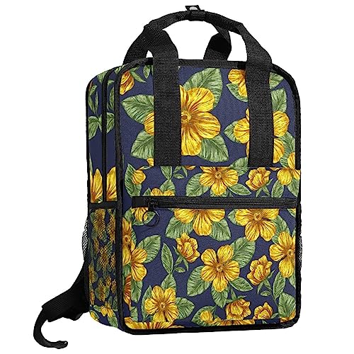 Sac à dos imprimé floral jaune et vert avec bretelles ajustables confortables