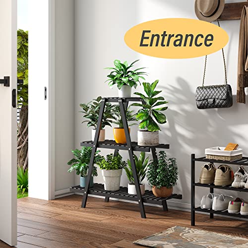 Plant Stand Indoor, Outdoor Bamboo Plant Stands For Multiple Plants, 3 Tier 8 Potted Flower Holder Ladder Plant Rack,Plant Shelf Ladder Table Plant Pot Stand For Living Room, Patio, Balcony, Plant Gardening Gift #TOP5
