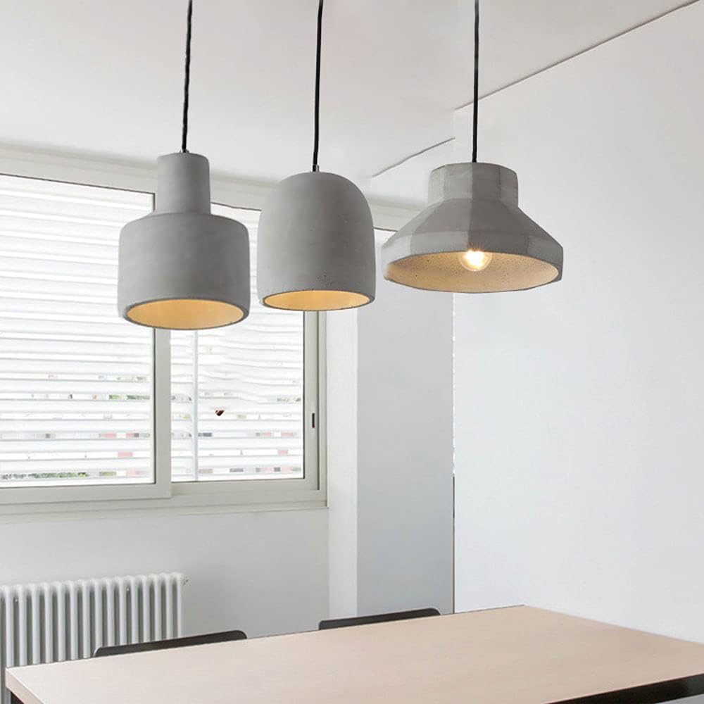 Lampada a Sospensione Industriale in Cemento Stile retrò Nostalgia, lampadario con Cavo Regolabile, Mini Lampada da soffitto E26 Creativity Grigia per Ristorante, Soggiorno, Isola,