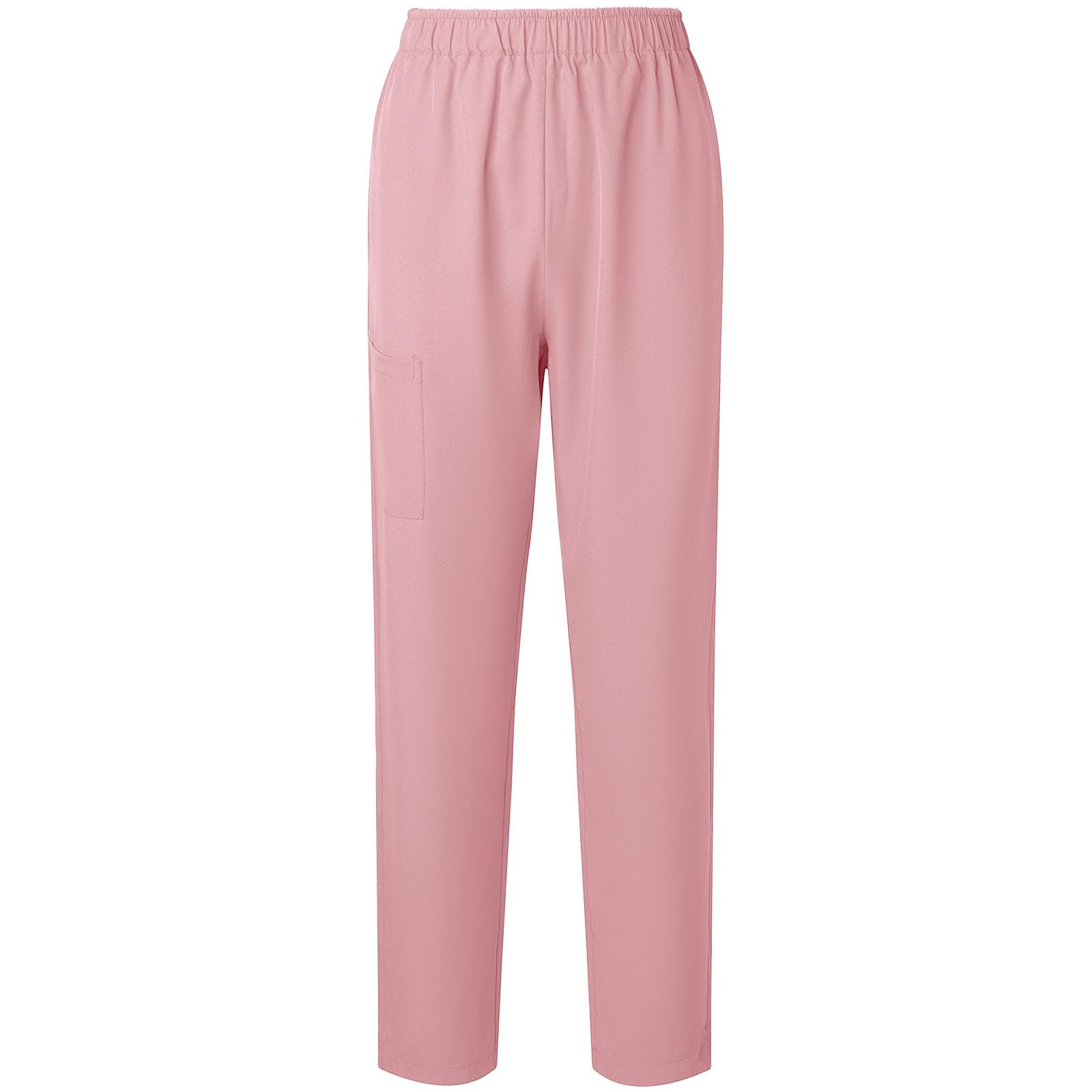 Women Scrub Pants Straight Leg Pull-on Pant Elastic Waist Stretchy Bottoms Nursing Work Trousers with Pocket
