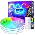 vimeepro 50Ft Led neon Rope Lights Music Sync IP65 Waterproof Flexible Led Rope Lights 40Key Remote/APP Control,Outdoor RGB Neon Lights, DIY Wall Decor Led Neon Strip Lights for Bedroom Indoor.