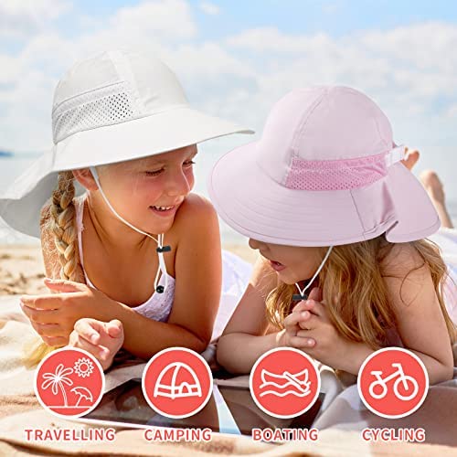 Image of Toddler Baby Sun Hat Kids Summer Beach Essentials Adjustable Beach Hats with Bucket Wide Brim for Boys Girls Age 0-14 Years