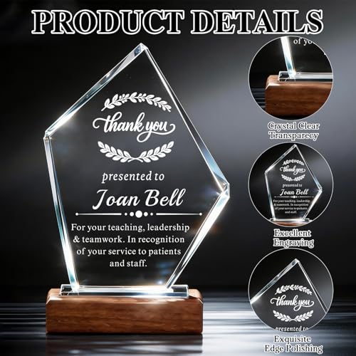 Image of Custom Crystal Award Trophy, Personalized Trophy with Company Logo & Text