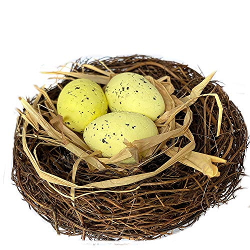Artificial Bird Nest, Bird Nest With Artificial Bird Eggs, Country Style Simulation Twig Bird Nest For Handmade Easter Rattan Nest Creative Decoration For Home Garden(10~12 Cm) #TOP2