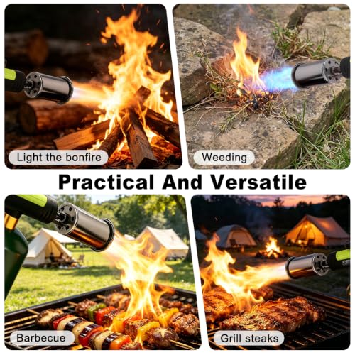 Image of SEESE Powerful Propane Torch Gun,Kitchen Cooking Torch With One-Touch Max Fire, Charcoal Lighter with a Safety Lock, Adjustable Blow Torch for Sous Vide, BBQ, Campfire, Fireplace(Tank Not Included)