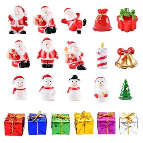 Snyvpra 20x Weihnachtsfiguren Miniatur-Set – Kleine Weihnachtsdeko...